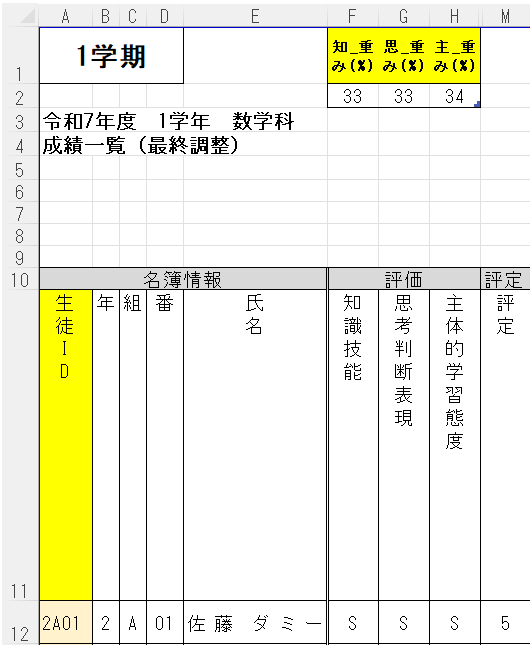 出力シートで評価評定を確認する